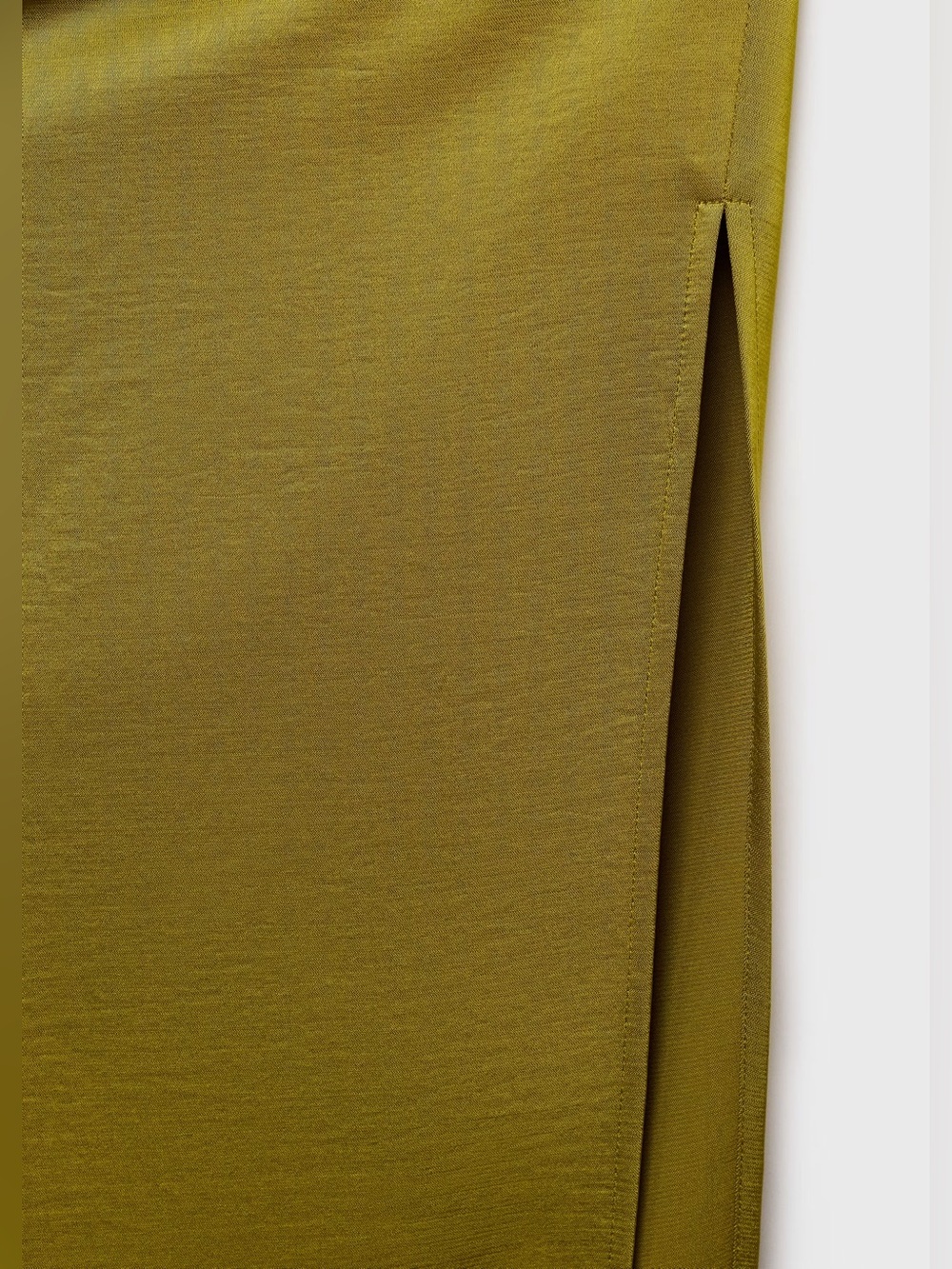 Mango Olive green asymmetrical satin dress with side slits NWT - Picture 7 of 7